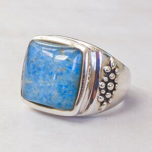 Sterling Silver & Blue Gemstone Doublet Ring – Signed Barse (Thailand) – Size 6.